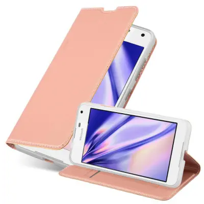 Cadorabo Ohišje, združljivo z Nokia Lumia 650 v klasična rožnata zlata - Zaščitni ovitek z magnetnim zapiranjem, stoječo funkcijo in režo za kartice