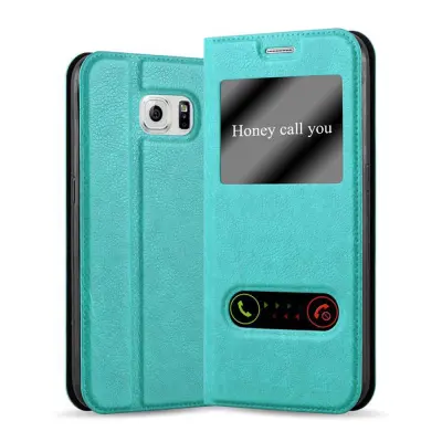 CADORABO Samsung Galaxy NOTE 5 v mint turquoise - Zaščitni ovitek z magnetnim zapiranjem, stoječo funkcijo in 2 okencema za gledanje