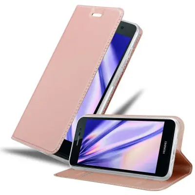 Cadorabo Ohišje, združljivo z Huawei ASCEND P7 v klasična rožnata zlata - Zaščitni ovitek z magnetnim zapiranjem, stoječo funkcijo in režo za kartice