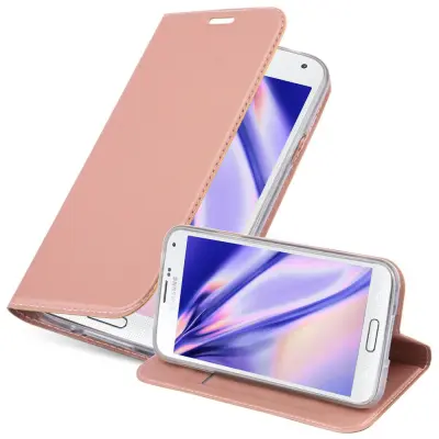 CADORABO Samsung Galaxy S5/S5 NEO v klasična rožnata zlata - Zaščitni ovitek z magnetnim zapiranjem, stoječo funkcijo in režo za kartice