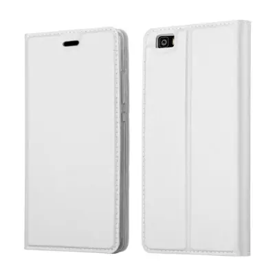 Cadorabo Ohišje, združljivo z Huawei P8 LITE 2015 v klasično srebrno - Zaščitni ovitek z magnetnim zapiranjem, stoječo funkcijo in režo za kartice