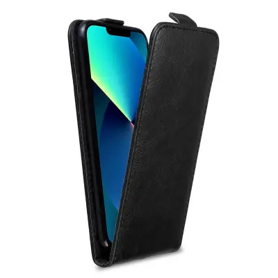 Cadorabo Ohišje, združljivo z Apple iPhone 13 PRO MAX v kaviar črna - Zaščitni ovitek v obliki flipa iz gladkega umetnega usnja