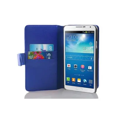 Cadorabo Ohišje, združljivo z Samsung Galaxy NOTE 3 v mornarsko modra - Zaščitni ovitek iz teksturiranega umetnega usnja in žep za kartice