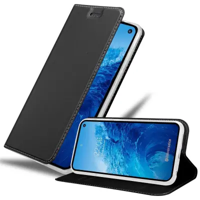 Cadorabo Ohišje, združljivo z Samsung Galaxy S10e v klasična črna - Zaščitni ovitek z magnetnim zapiranjem, stoječo funkcijo in režo za kartice