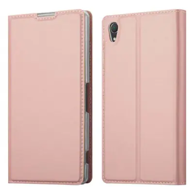 Cadorabo Ohišje, združljivo z Sony Xperia Z2 v klasična rožnata zlata - Zaščitni ovitek z magnetnim zapiranjem, stoječo funkcijo in režo za kartice