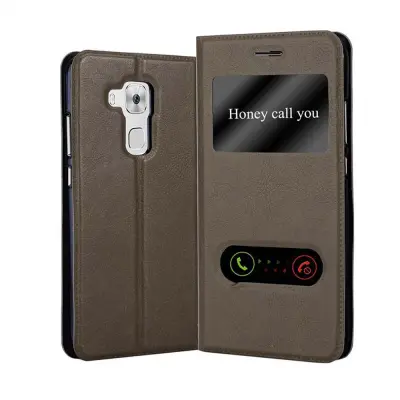 Cadorabo Ohišje, združljivo z Huawei NOVA PLUS v kamnito rjava - Zaščitni ovitek z magnetnim zapiranjem, stoječo funkcijo in 2 okencema za gledanje