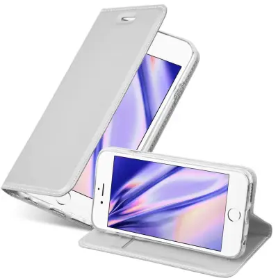 Cadorabo Ohišje, združljivo z Apple iPhone 6 / 6S v klasično srebrno - Zaščitni ovitek z magnetnim zapiranjem, stoječo funkcijo in režo za kartice