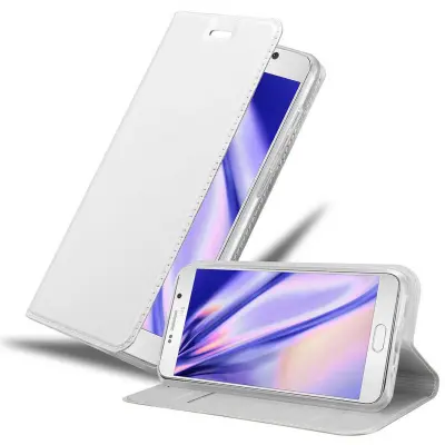 Cadorabo Ohišje, združljivo z Samsung Galaxy NOTE 5 v klasično srebrno - Zaščitni ovitek z magnetnim zapiranjem, stoječo funkcijo in režo za kartice