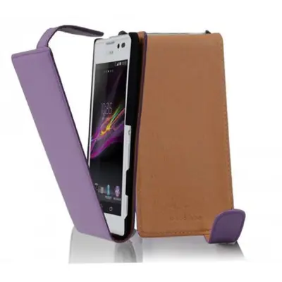 Cadorabo Ohišje, združljivo z Sony Xperia C v lilac violetna - Zaščitni ovitek v obliki flipa iz gladkega umetnega usnja