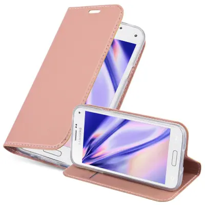 CADORABO Samsung Galaxy S5 MINI/S5 MINI DUOS v klasična rožnata zlata - Zaščitni ovitek z magnetnim zapiranjem, stoječo funkcijo in režo za kartice