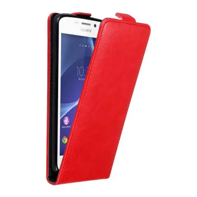 Cadorabo Ohišje, združljivo z Sony Xperia M2 / M2 AQUA v rdeče jabolko - Zaščitni ovitek v obliki flipa z magnetnim zapiranjem