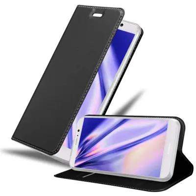 Cadorabo Ohišje, združljivo z Huawei MATE 9 v klasična črna - Zaščitni ovitek z magnetnim zapiranjem, stoječo funkcijo in režo za kartice