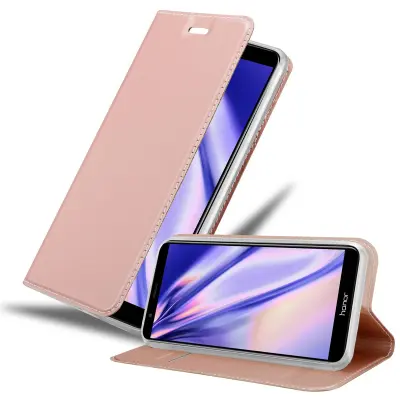 Cadorabo Ohišje, združljivo z Honor 7X v klasična rožnata zlata - Zaščitni ovitek z magnetnim zapiranjem, stoječo funkcijo in režo za kartice