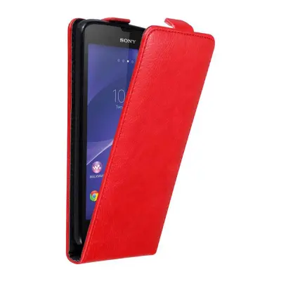 Cadorabo Ohišje, združljivo z Sony Xperia T3 v rdeče jabolko - Zaščitni ovitek v obliki flipa z magnetnim zapiranjem