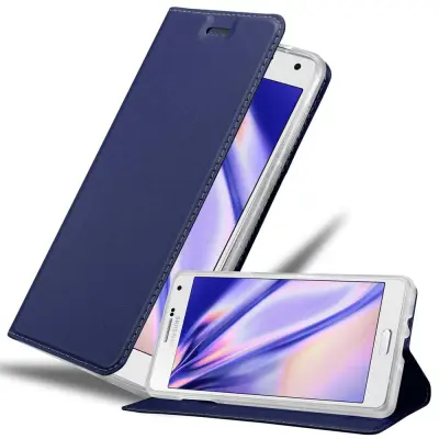 CADORABO Samsung Galaxy A7 2015 v klasična temno modra - Zaščitni ovitek z magnetnim zapiranjem, stoječo funkcijo in režo za kartice