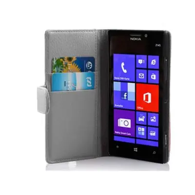 Cadorabo Ohišje, združljivo z Nokia Lumia 925 v snežno bela - Zaščitni ovitek iz teksturiranega umetnega usnja in žep za kartice