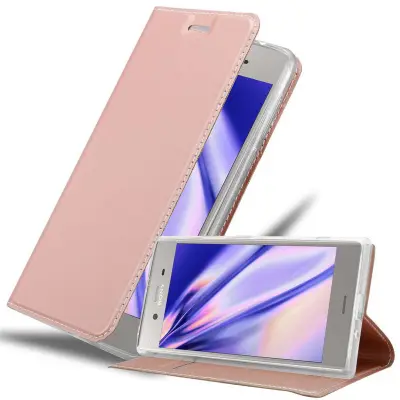 Cadorabo Ohišje, združljivo z Sony Xperia XZ1 v klasična rožnata zlata - Zaščitni ovitek z magnetnim zapiranjem, stoječo funkcijo in režo za kartice