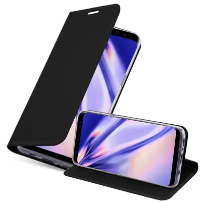 Cadorabo Ohišje, združljivo z Samsung Galaxy S8 PLUS v klasična črna - Zaščitni ovitek z magnetnim zapiranjem, stoječo funkcijo in režo za kartice