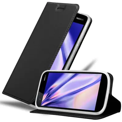 Cadorabo Ohišje, združljivo z Nokia 1 2018 v klasična črna - Zaščitni ovitek z magnetnim zapiranjem, stoječo funkcijo in režo za kartice