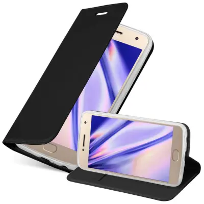 Cadorabo Ohišje, združljivo z Motorola MOTO G5 PLUS v klasična črna - Zaščitni ovitek z magnetnim zapiranjem, stoječo funkcijo in režo za kartice