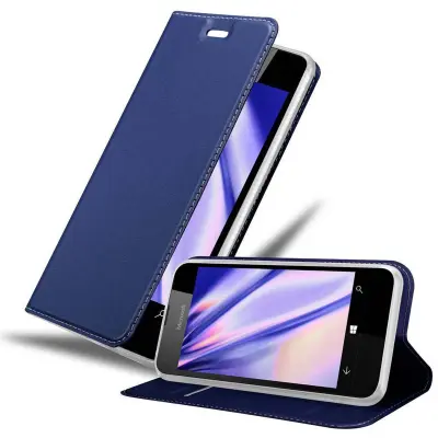 Cadorabo Ohišje, združljivo z Nokia Lumia 550 v klasična temno modra - Zaščitni ovitek z magnetnim zapiranjem, stoječo funkcijo in režo za kartice