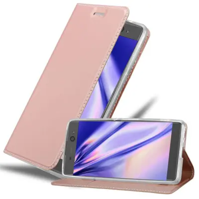 Cadorabo Ohišje, združljivo z Sony Xperia XA v klasična rožnata zlata - Zaščitni ovitek z magnetnim zapiranjem, stoječo funkcijo in režo za kartice