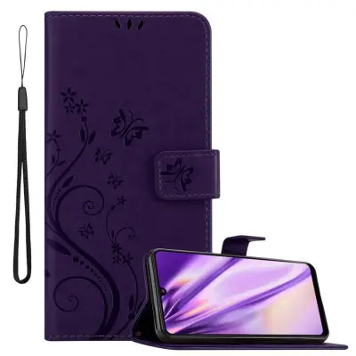 CADORABO Samsung Galaxy A31 v klasična temno modra - ovitek v cvetličnem dizajnu z magnetnim zapiranjem, stoječo funkcijo in režami za kartice