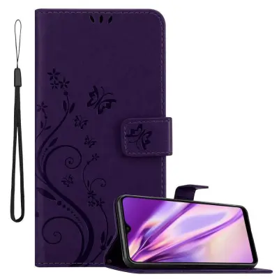 CADORABO Samsung Galaxy A40 v klasična temno modra - ovitek v cvetličnem dizajnu z magnetnim zapiranjem, stoječo funkcijo in režami za kartice