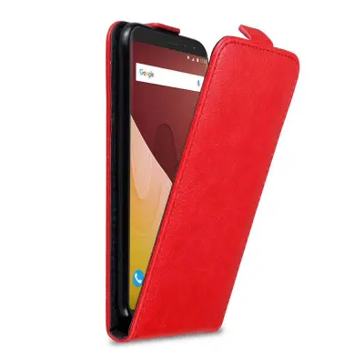 Cadorabo Ohišje, združljivo z WIKO VIEW GO v rdeče jabolko - Zaščitni ovitek v obliki flipa z magnetnim zapiranjem