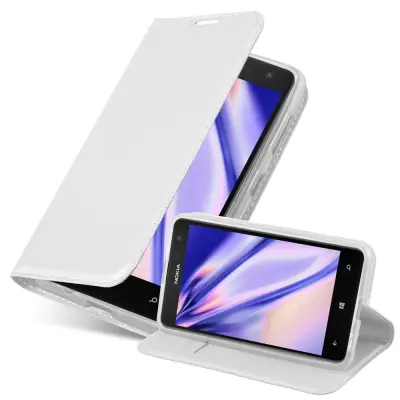 Cadorabo Ohišje, združljivo z Nokia Lumia 625 v klasično srebrno - Zaščitni ovitek z magnetnim zapiranjem, stoječo funkcijo in režo za kartice