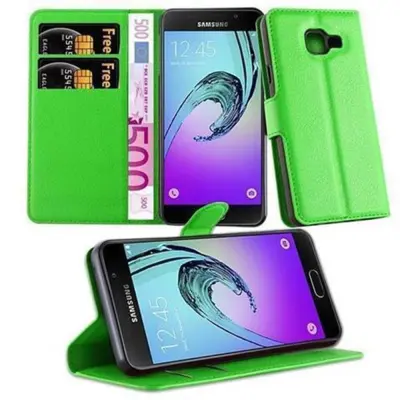 Cadorabo Ohišje, združljivo z Samsung Galaxy A3 2016 v mravljično zelena - Zaščitni ovitek z magnetnim zapiranjem, stoječo funkcijo in režo za kartice