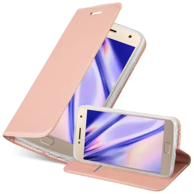 CADORABO Motorola MOTO G5 PLUS v klasična rožnata zlata - Zaščitni ovitek z magnetnim zapiranjem, stoječo funkcijo in režo za kartice