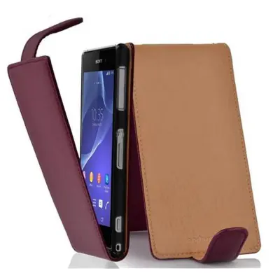 Cadorabo Ohišje, združljivo z Sony Xperia Z2 v pastelno vijolično - Zaščitni ovitek v obliki flipa iz teksturiranega umetnega usnja