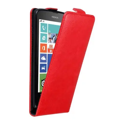 Cadorabo Ohišje, združljivo z Nokia Lumia 630 / 635 v rdeče jabolko - Zaščitni ovitek v obliki flipa z magnetnim zapiranjem