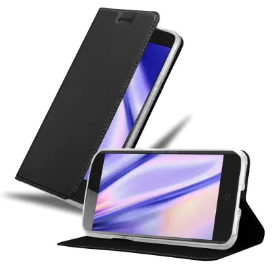 Cadorabo Ohišje, združljivo z ZTE Blade V7 v klasična črna - Zaščitni ovitek z magnetnim zapiranjem, stoječo funkcijo in režo za kartice