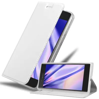 Cadorabo Ohišje, združljivo z Sony Xperia XZ / XZs v klasično srebrno - Zaščitni ovitek z magnetnim zapiranjem, stoječo funkcijo in režo za kartice
