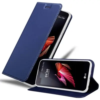 Cadorabo Ohišje, združljivo z LG X SCREEN v klasična temno modra - Zaščitni ovitek z magnetnim zapiranjem, stoječo funkcijo in režo za kartice
