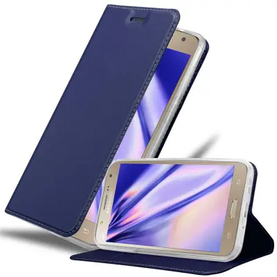 CADORABO Samsung Galaxy J7 2015 v klasična temno modra - Zaščitni ovitek z magnetnim zapiranjem, stoječo funkcijo in režo za kartice