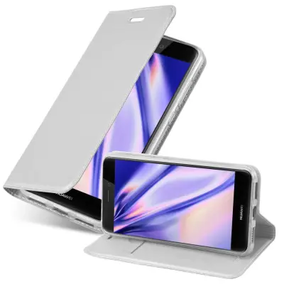CADORABO Huawei P8 LITE 2017/P9 LITE 2017 v klasično srebrno - Zaščitni ovitek z magnetnim zapiranjem, stoječo funkcijo in režo za kartice