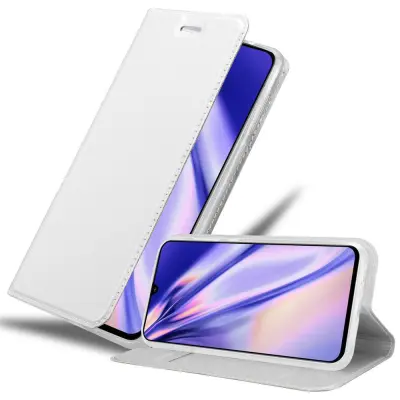 Cadorabo Ohišje, združljivo z Samsung Galaxy A90 5G v klasično srebrno - Zaščitni ovitek z magnetnim zapiranjem, stoječo funkcijo in režo za kartice