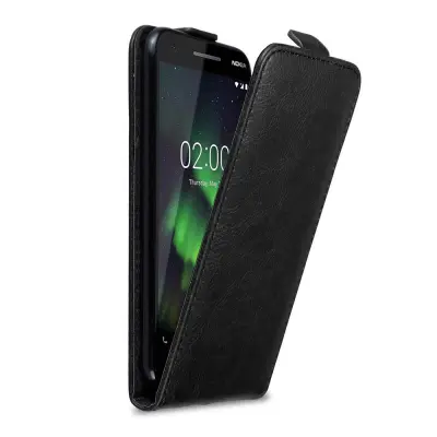 Cadorabo Ohišje, združljivo z Nokia 2.1 v nočna črna - Zaščitni ovitek v obliki flipa z magnetnim zapiranjem