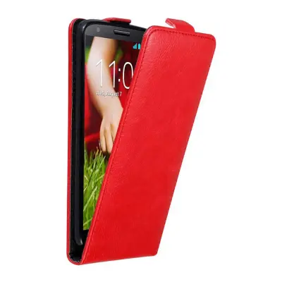 Cadorabo Ohišje, združljivo z LG G2 v rdeče jabolko - Zaščitni ovitek v obliki flipa z magnetnim zapiranjem