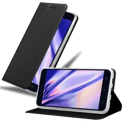 Cadorabo Ohišje, združljivo z Asus ZenFone 3 (5.5 Zoll) v klasična črna - Zaščitni ovitek z magnetnim zapiranjem, stoječo funkcijo in režo za kartice