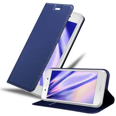 Cadorabo Ohišje, združljivo z Sony Xperia X v klasična temno modra - Zaščitni ovitek z magnetnim zapiranjem, stoječo funkcijo in režo za kartice