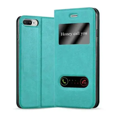 CADORABO Apple iPhone 7 PLUS/7S PLUS/8 PLUS v mint turquoise - Zaščitni ovitek z magnetnim zapiranjem, stoječo funkcijo in 2 okencema za gledanje