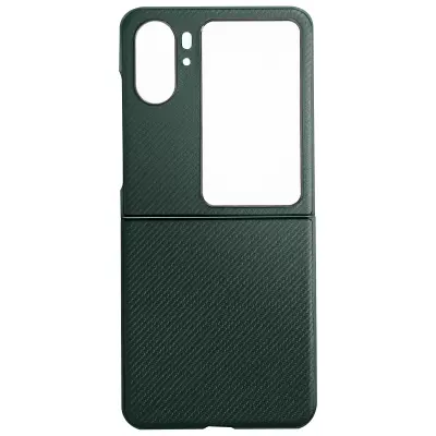 Ovitek za Oppo Find N2 Flip ojacan iz mehkega krtacenega silikona Carbon Green