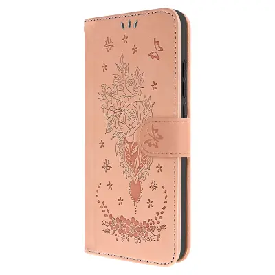 Ovitek iz umetnega usnja za Xiaomi Redmi 12C Butterfly Flower Pattern Black