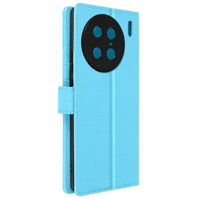 Etui za Vivo X90 Pro Video Stand Wallet iz umetnega usnja moder