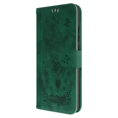Ovitek iz umetnega usnja za Xiaomi Redmi 12C Butterfly Flower Pattern Black