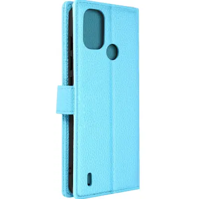 Ovitek za Nokio C21 Plus Video Stand Wallet iz umetnega usnja moder